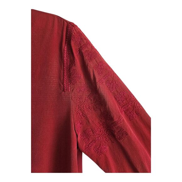 MADEWELL Women's S Ballad Silk Tunic Blouse Top Embroidered 1/2 Buttons 36" - Picture 5 of 8